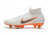 Футбольные бутсы Nike Mercurial Flyknit Superfly VI Elite SG AC White/Orange - Фото 1