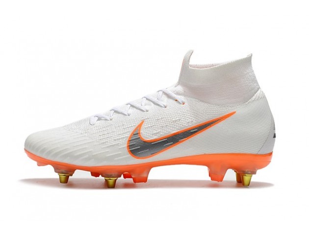 Футбольные бутсы Nike Mercurial Flyknit Superfly VI Elite SG AC White/Orange