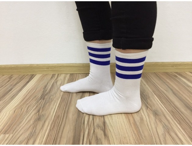 Носки White with Blue Lines