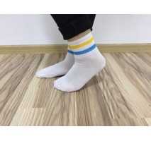 Носки White with Blue and Yellow Lines