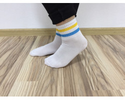 Носки White with Blue and Yellow Lines Носки White with Blue and Yellow Lines