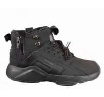 Кроссовки Nike Huarache X Acronym City MID Leather All Black С МЕХОМ