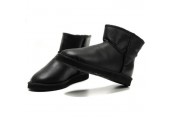 UGG Classic Mini Аll Leather Bomber Black - Фото 5