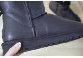 UGG Classic Mini Аll Leather Bomber Black - Фото 6