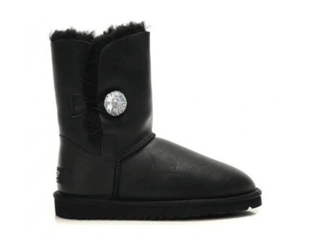 UGG BAILEY BUTTON BOOT LEATHER BLING BLACK/METALLIC