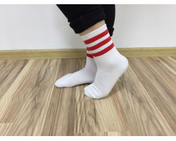 Носки White with Red Lines