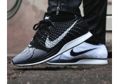 Кроссовки Nike Flyknit Racer Black/White - Фото 2